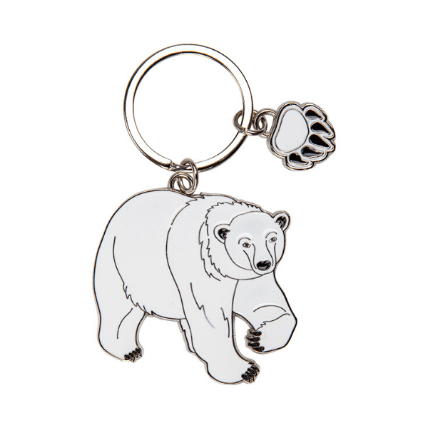 Kovinski obesek za ključe beli medved